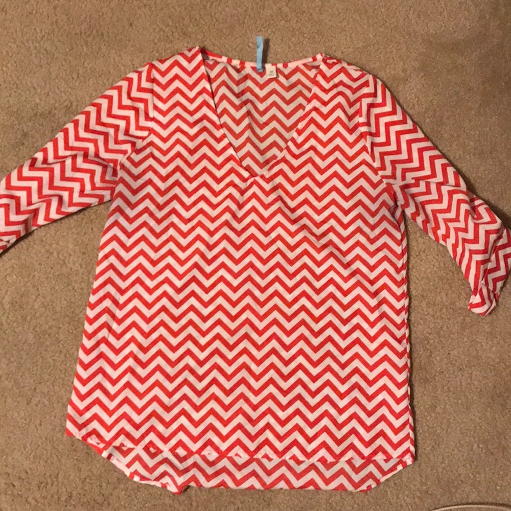 Chevron red and white dress shirt